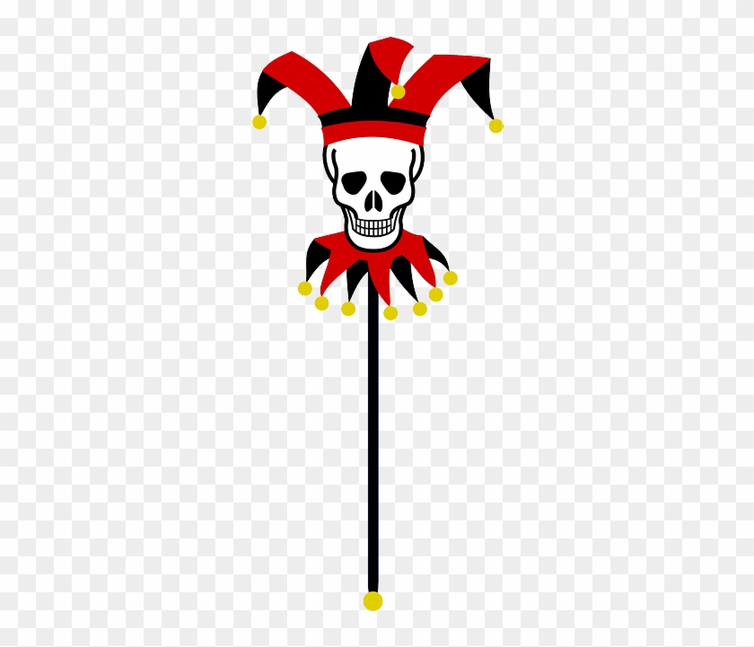 Red Skull, Stick, Bells, Black, Fool, Jester, Puppet, - Skull And Crossbones #581225