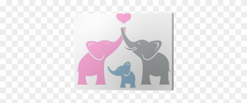 Symbol Or Logo Canvas Print • Pixers® • We Live To - Family Of 3 Elephants #581275