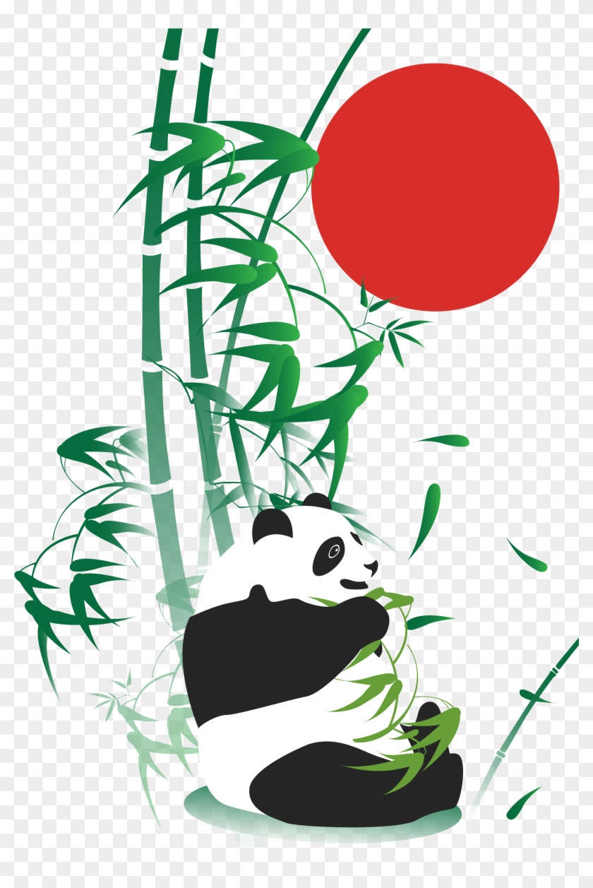 Giant Panda Bamboo Drawing Adobe Illustrator - Panda And Bamboo Drawing #581387