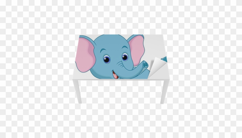 Cute Baby Elephant Cartoon Running Table & Desk Veneer - Indian Elephant #581923