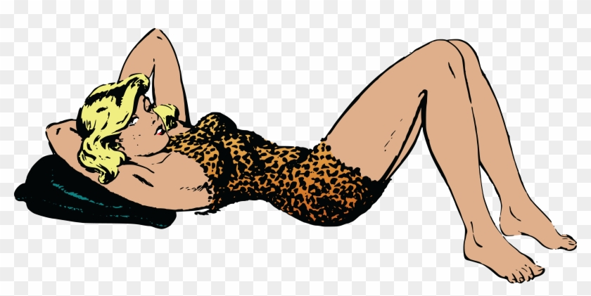 Free Clipart Of A Retro Woman Sunbathing - Sunbayhing Clipart #582041