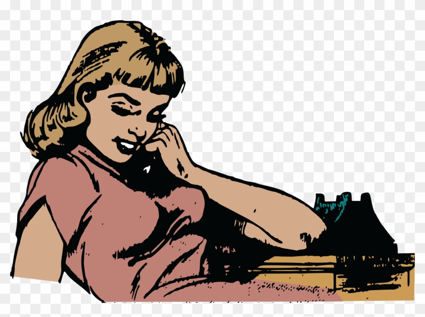 Free Clipart Of A Retro Woman Talking On The Phone - More Words For Thinking #582048