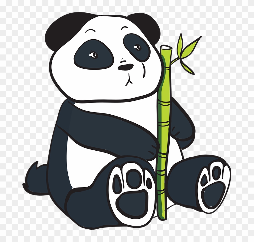 Baby Panda Cliparts 16, - Cartoon Panda Holding Bamboo #582049