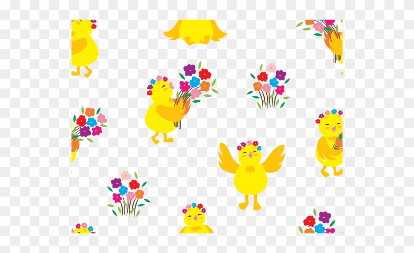 Spring Chick And Flowers Background - Flower #582094