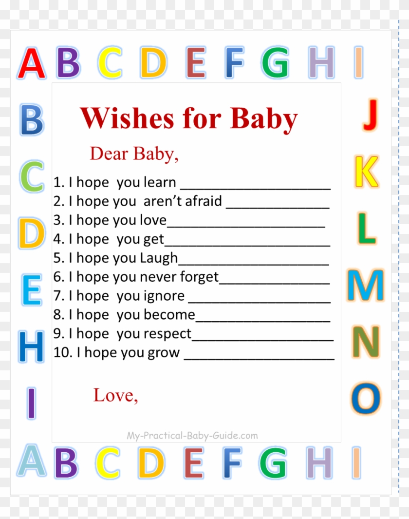 Free Printable Alphabet Baby Shower Wishes For Baby - Screenshot #582483