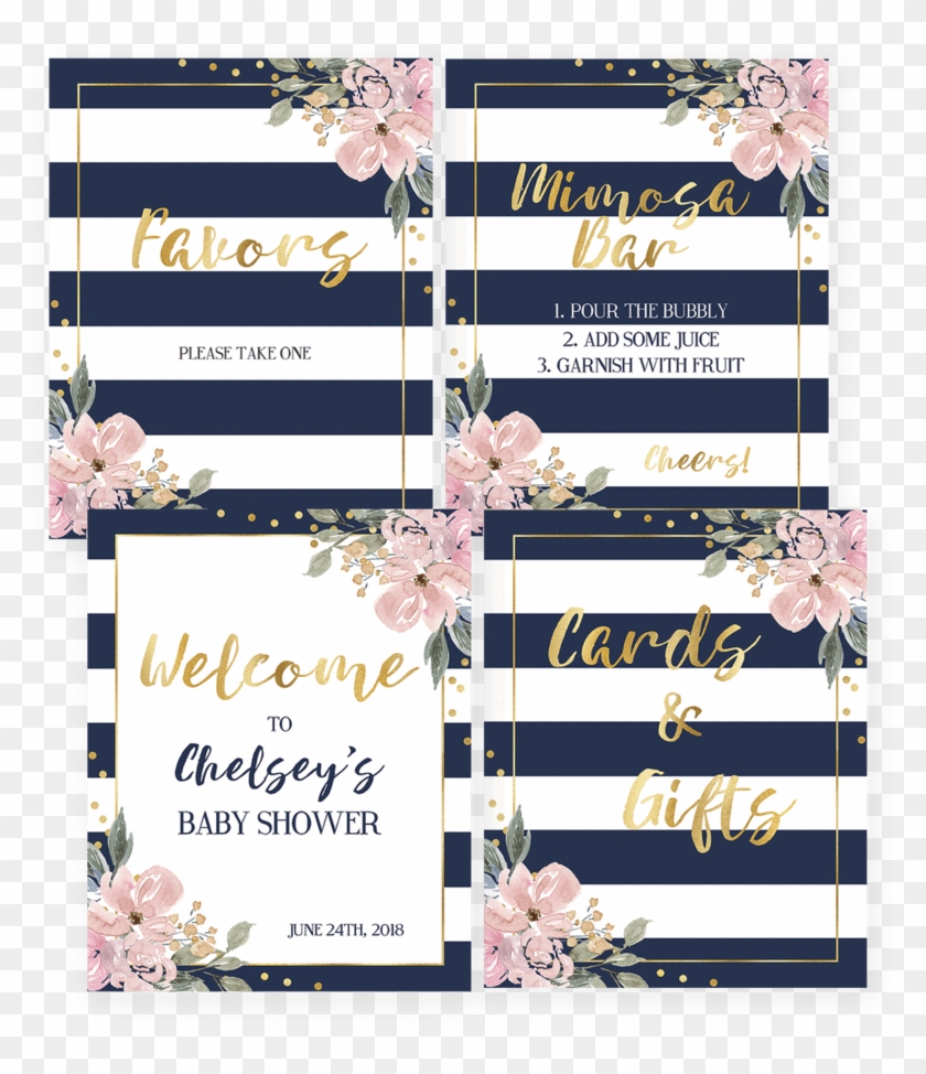 Pink And Navy Shower Decor Pack Printable By Littlesizzle - Navy Shower #582509