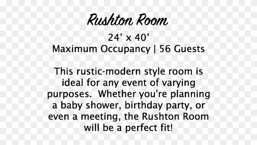 Rushton Room 24' X 40' Maximum Occupancy - Parallel #582552