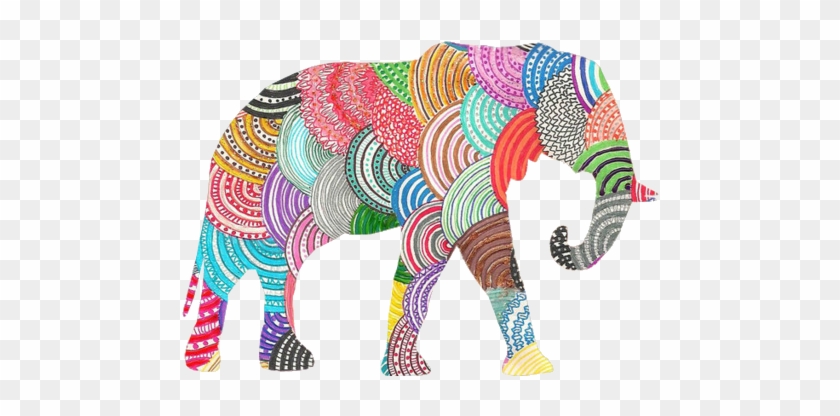 Elephant Cute Transparent Cute Elephant Art Boho Beach - Colorful Elephant #582847