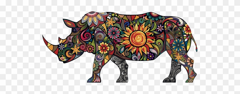 You Deserve To Have Financial Success - Cheerful Rhinoceros On White - Animal Digital Canvas #582890