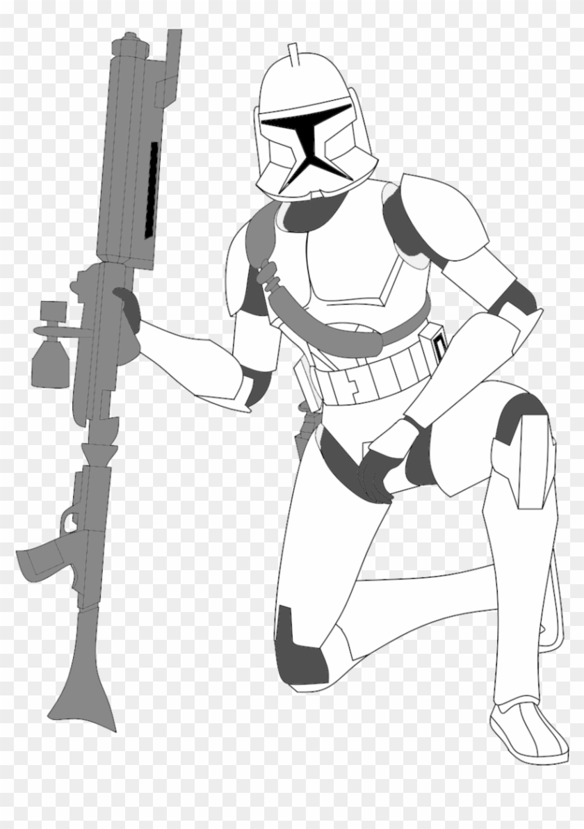 Clone Trooper With Strap And Dc-15a By Fbombheart - Clone Trooper Line Art #583874