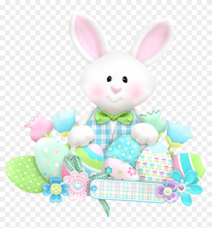 Easter Cute Bunny With Eggs Png Clipart - Cute Easter Bunny Clipart #584052