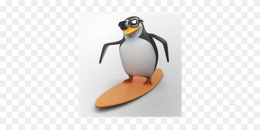 Plakát 3d Tučňák V Brýlích Na Surfovém Prkně • Pixers® - 3d Penguin Stock #584833