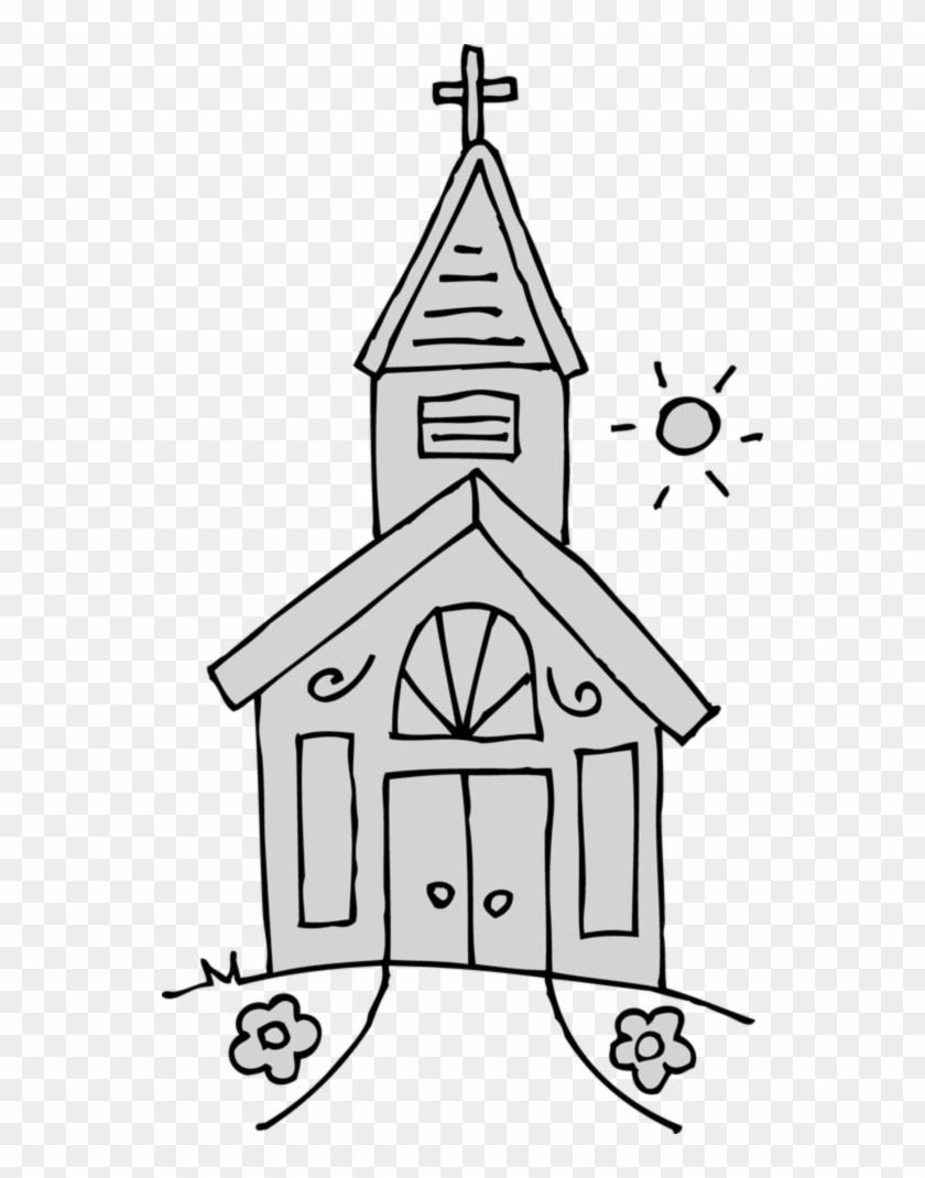 Encantador Colorear Iglesia Ideas - Church Black And White Clip Art #585284