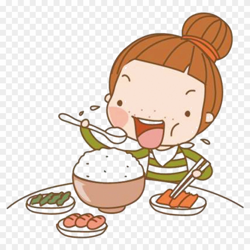 Eating Cartoon Girl - Cute Cartoon Eating #585679