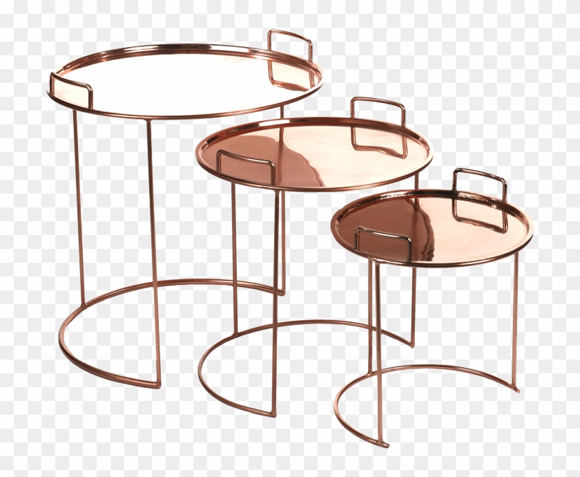 Pols Potten Copper Round Nesting Tables - Tray Round Nested Tables - 3 Pieces - Stackable #586009