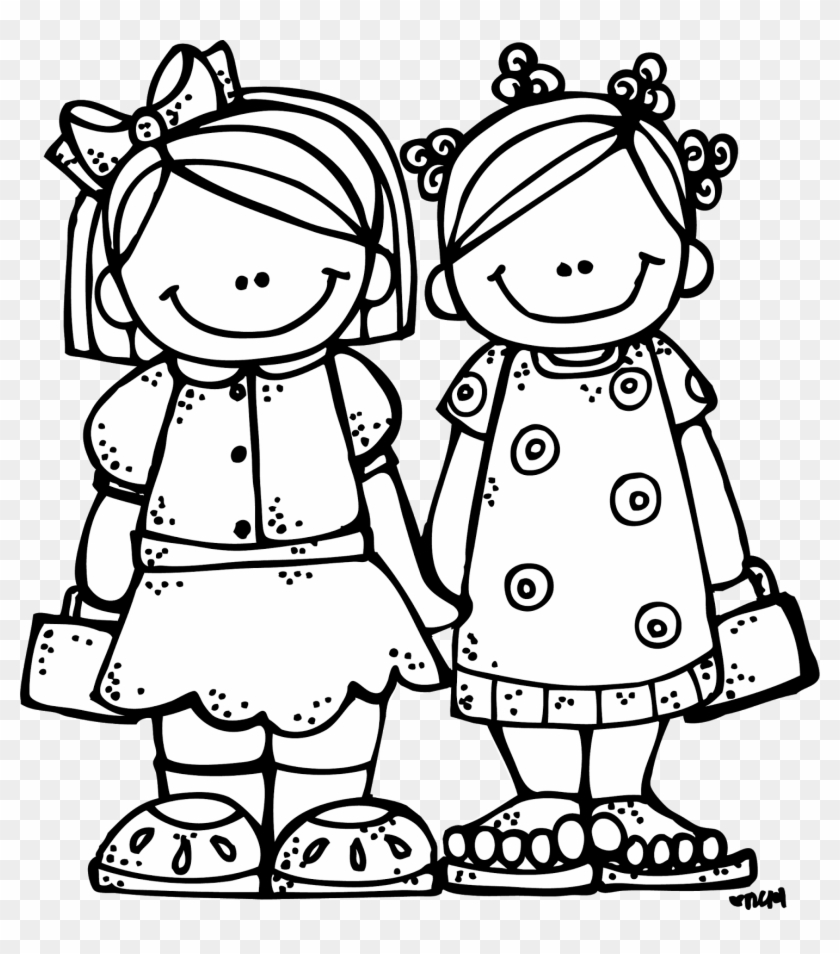 Clip Art Library - Sisters Black And White Clip Art #586191