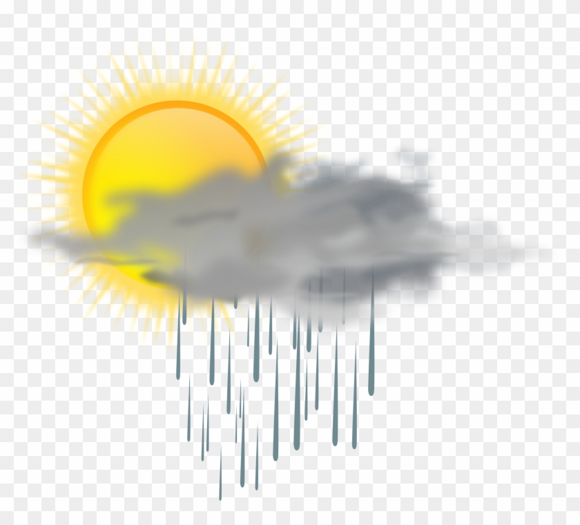 Rain Clipart Weather Icon - Sun And Rain Clouds #586280