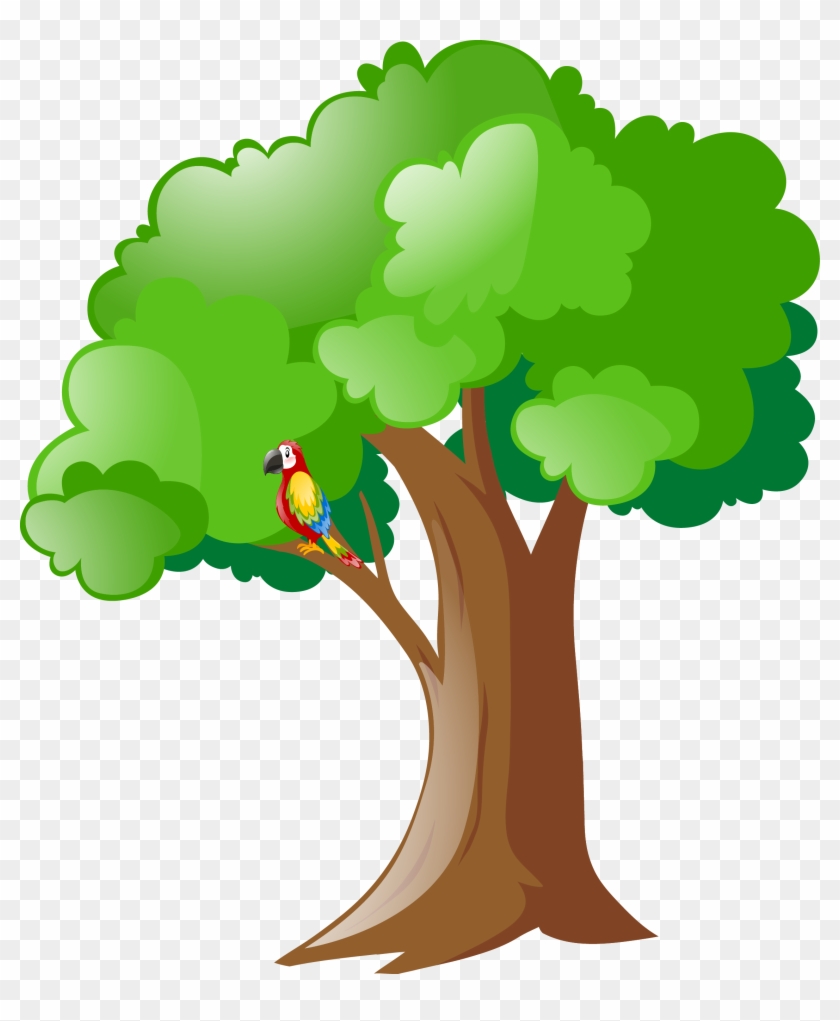 Vector Hand Painted Tree On The Parrot - Tree #586400