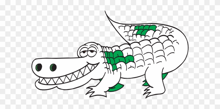 White Alligator Outline Clip Art At Clker - Alligator Black And White #586429