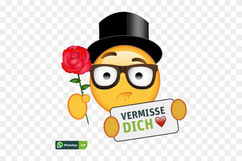 Genervtes Emoticon Mit Augenbrille Und Blick Oben - Smiley Ich Vermisse Dich #586523