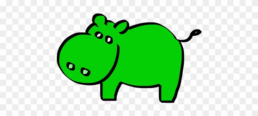 Green Hippo Cartoon Hippopotamus Hippo Hip - Green Hippo #586841