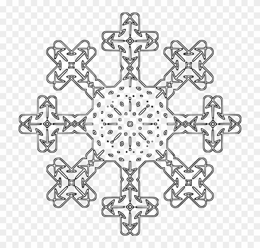 Snowflake Line Art 18, Buy Clip Art - Cartoon Snowflake Transparent Background #586996