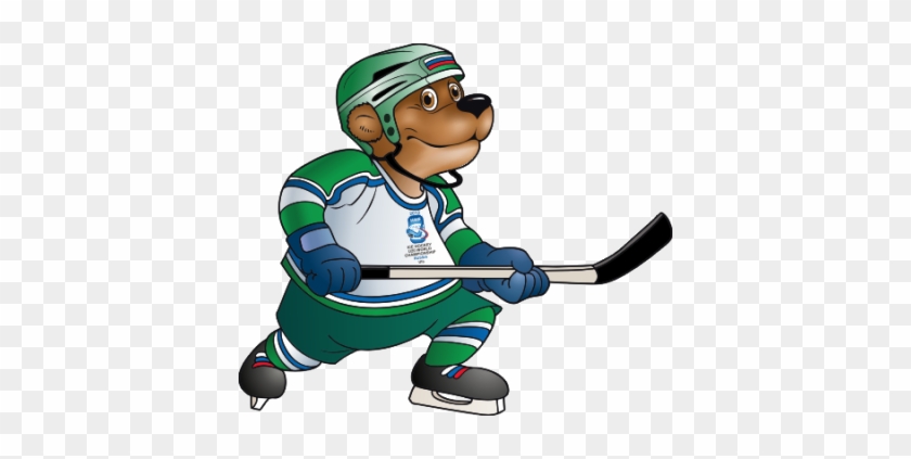 Mascot - Cartoon Bear Playing Hockey #587453