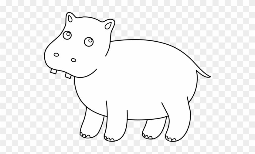 Cute Hippo Coloring Page - Clip Art Hippo Outline #588539