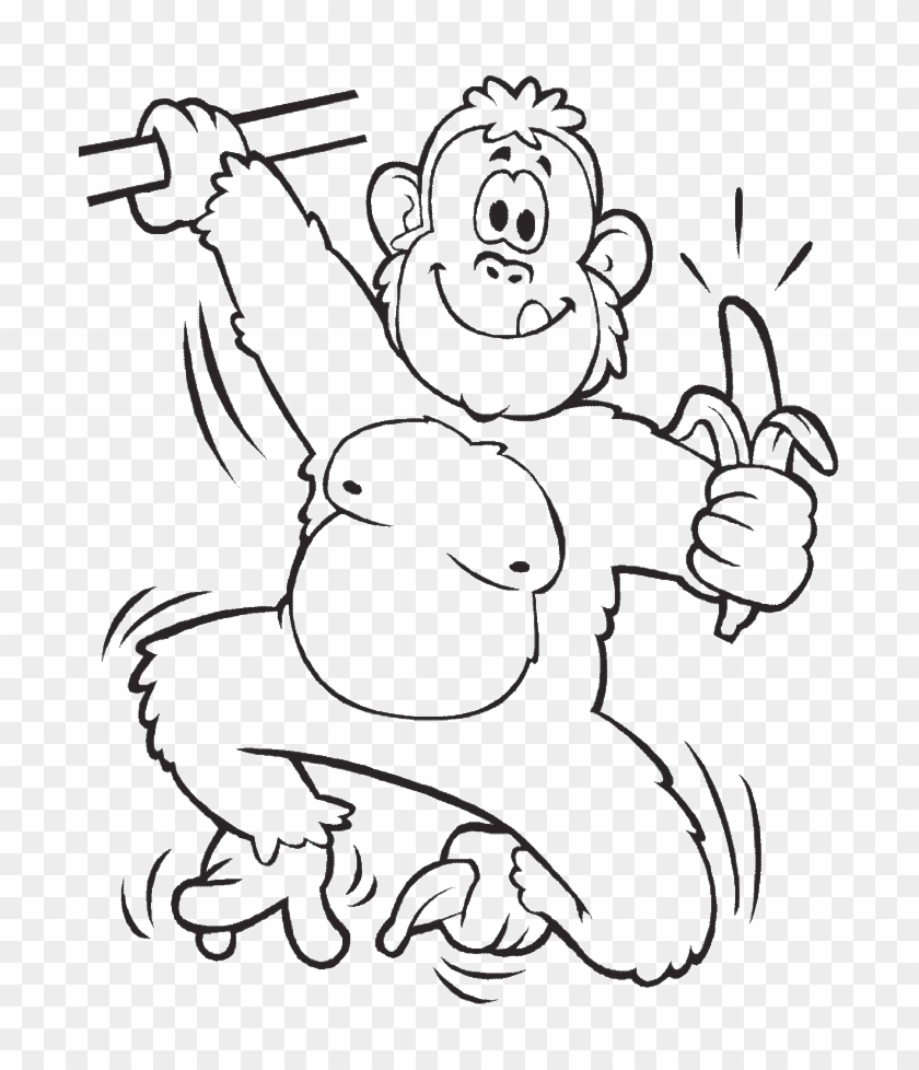 Coloring Pages Hippo Orangutans Are Very Fond Of Banana - Orangutan Coloring Page #588546