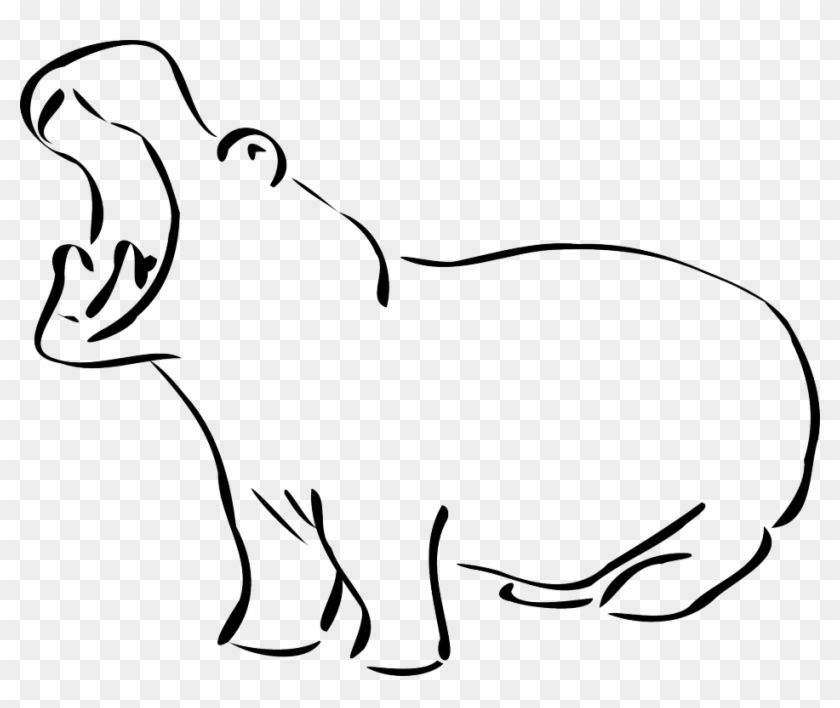 Hippopotamus Coloring 3 Png 141058 Hippo Coloring Page - Line Art #588607