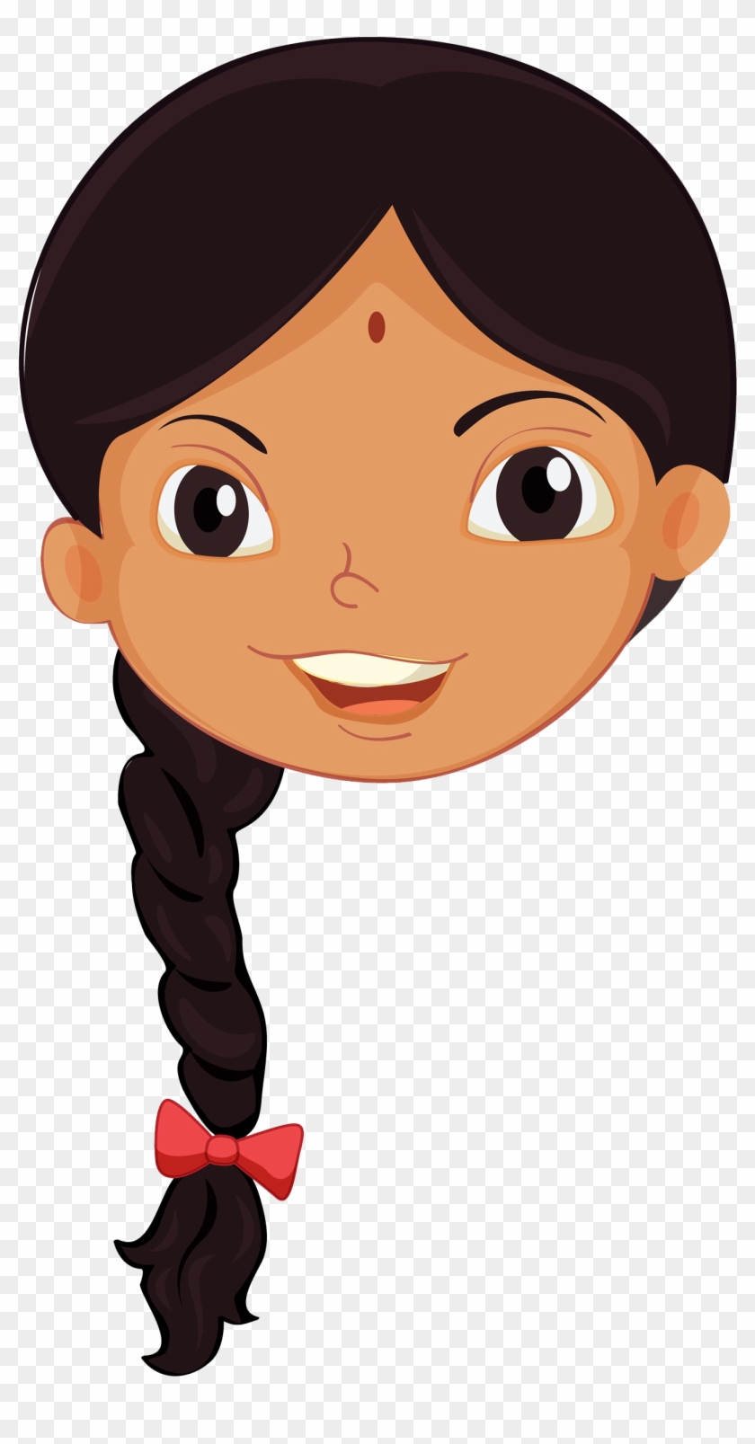 Indian People Girl Clip Art - Indian Girl Face Cartoon - Free Transparent  PNG Clipart Images Download