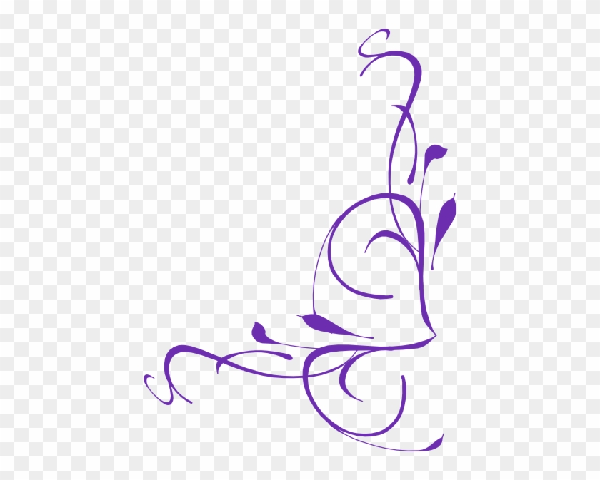 Floral Swirly Clip Art - Purple Floral Corners Clip Art #104000