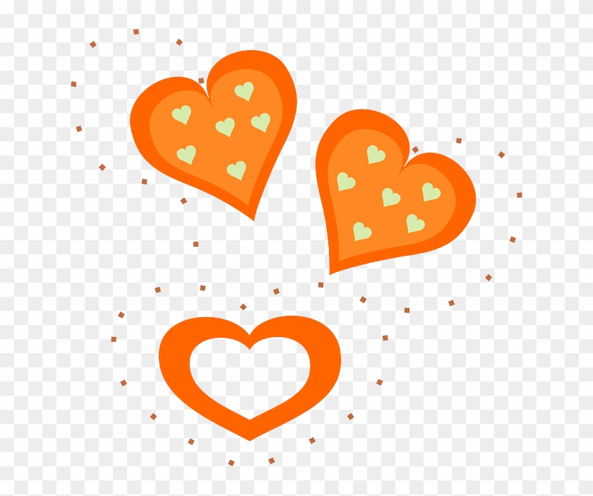 Love, Orange, Free, Valentines, Hearts - Orange Hearts Clipart #104258