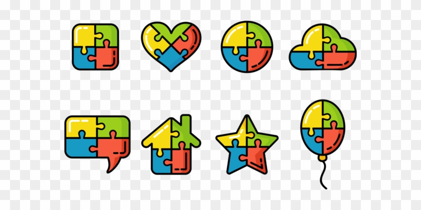 Colorful Puzzle Symbol Of Autism - Icon #104829