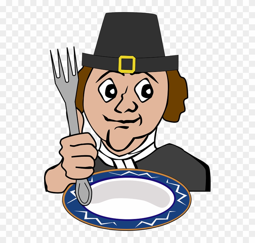 Plate Person Hungry Face Restaurant Table Dish - Pilgrims Hungry Clipart #104926
