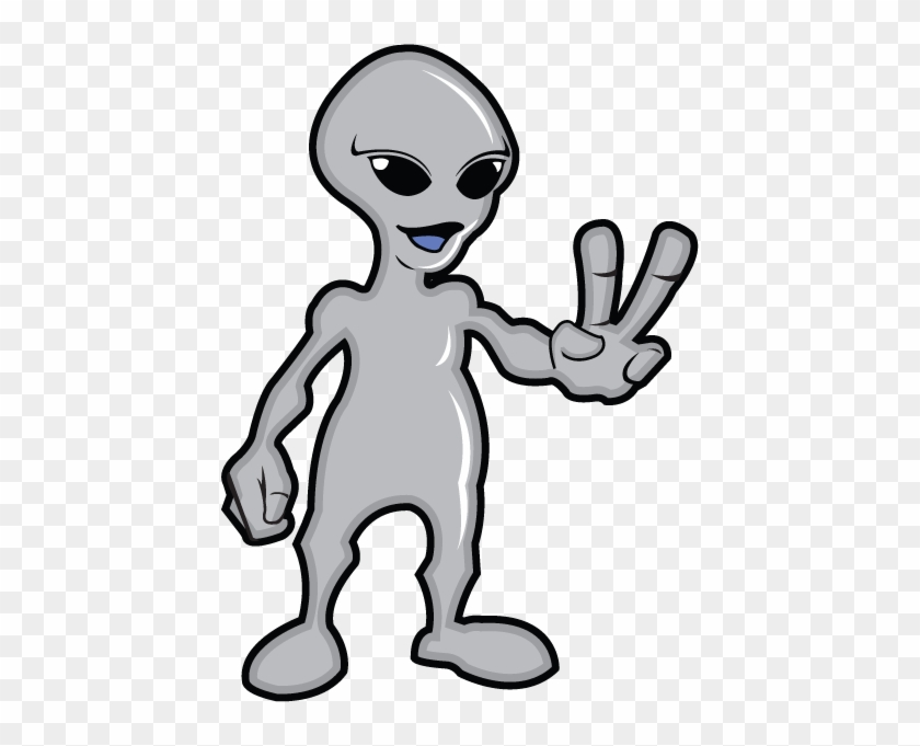 Gray Alien Clipart - Two Fingers Peace Sign #105208