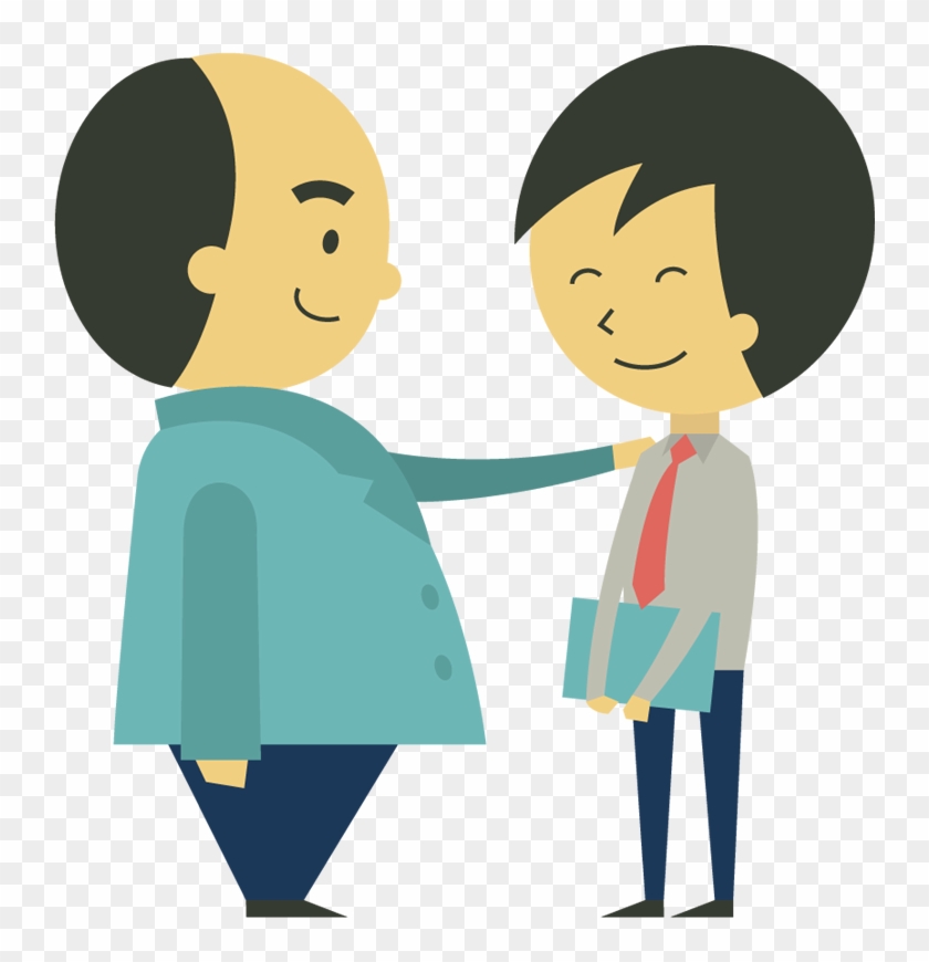 Cartoon Confident Boss Holding Hand On Shoulder Of - Hand On Shoulder Png #105424