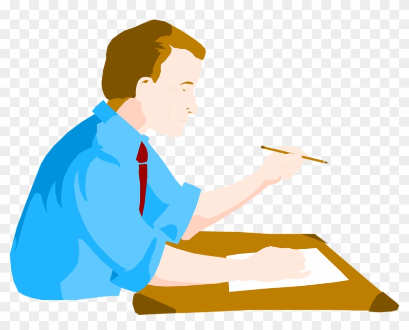 Desk Free Stock Photo Illustration Of A Business Man - Man At Desk Clip Art #105523