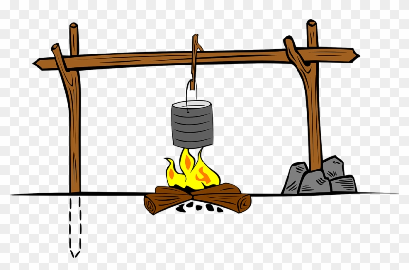 Cooking Fire Crane Camp - Camp Cooking Clipart #106146