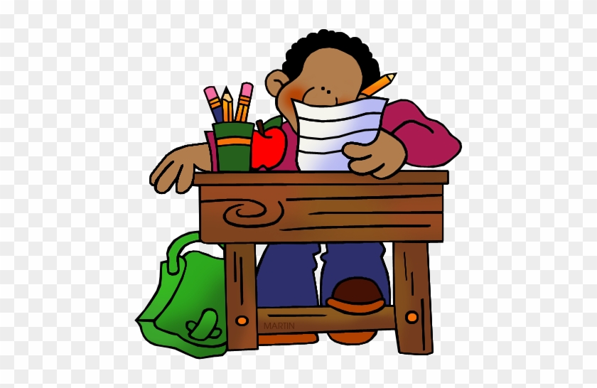 Student At Desk Clipart - School Desk Clip Art #106509