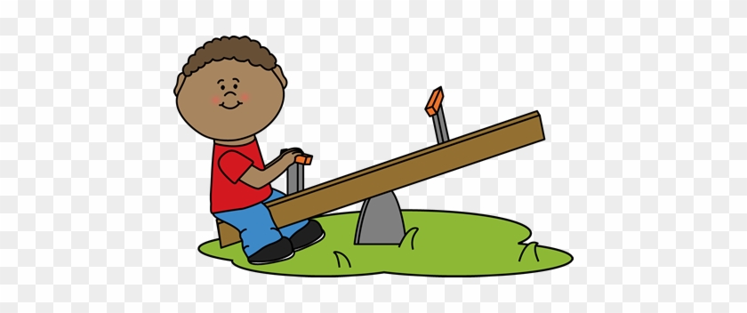 Boy On A See Saw Clip Art - Alone Clipart.