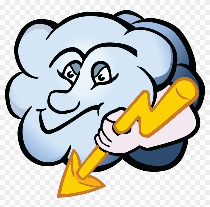 Free Clipart Of A Cloud Character Holding A Lightning - Gambar Karikatur Tentang Petir #107793