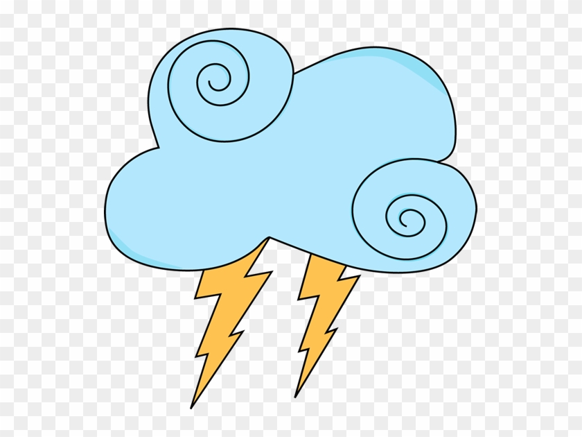 Light Blue Swirl Cloud With Lightning - Clip Art #107955