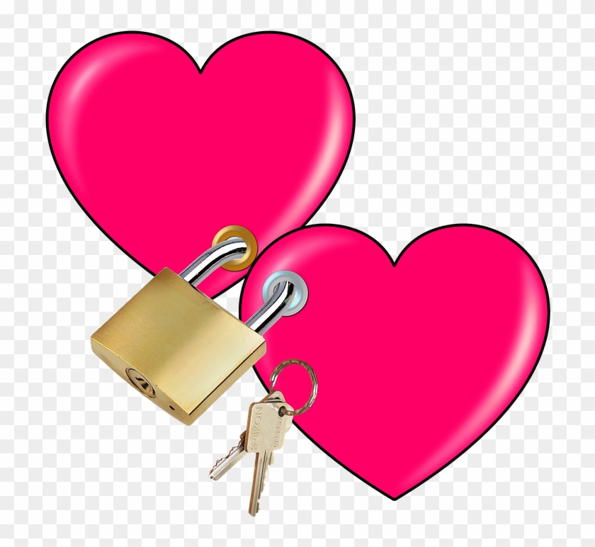 Padlock Key Heart Love Pink Two - Gembok Dan Kunci Cinta #108384