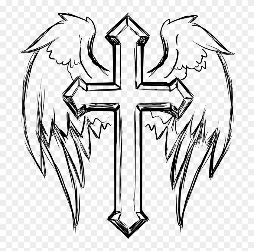 Clipart - Cross With Angel Wings #109060