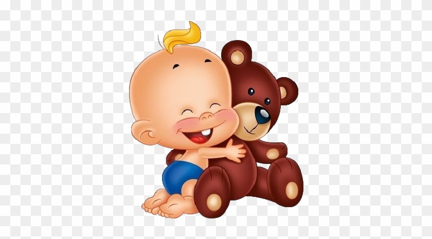 Images Are On A Transparent Background Cute Baby Holding - Baby And Teddy Bear Cartoon #109416