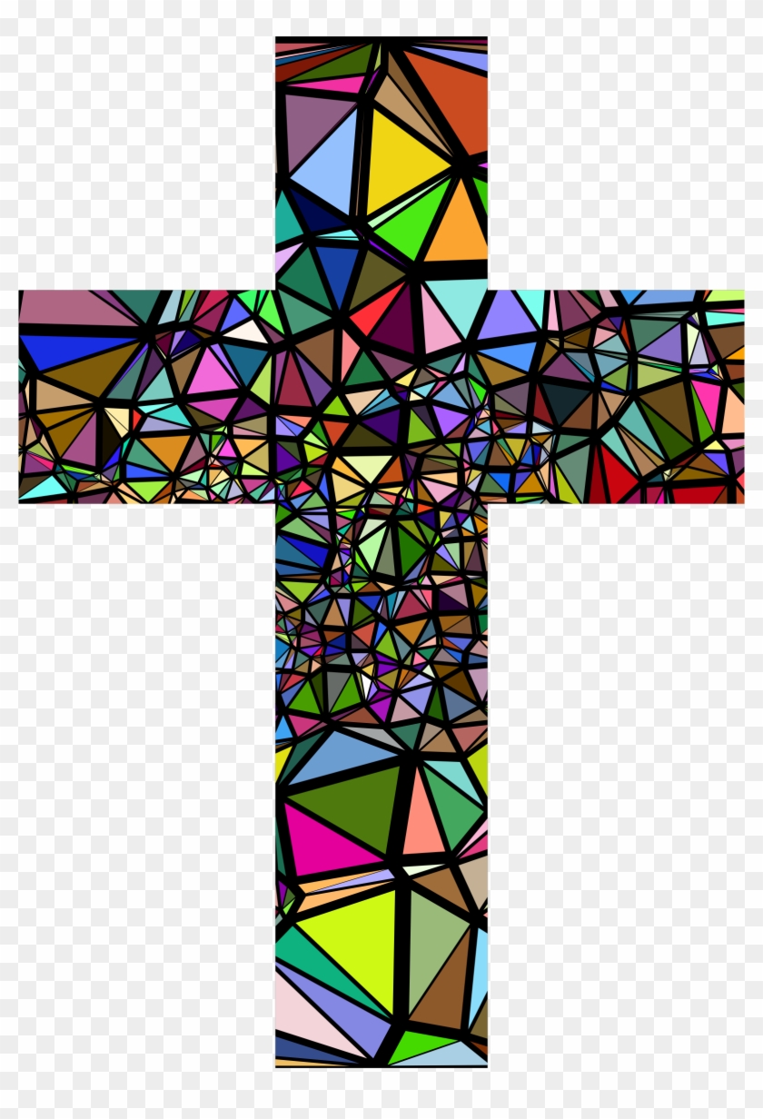Jesus Baptism Clipart Download - Stained Glass Window Cross #110118
