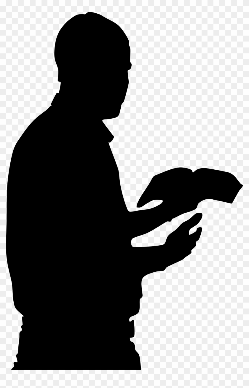 Clipart Man With Bible In - Man With Bible Silhouette #110170