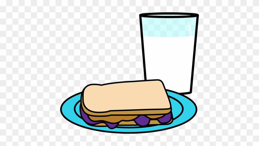 Milk With Peanut Butter & Jelly Sandwich - Peanut Butter And Jelly Clip Art #110267