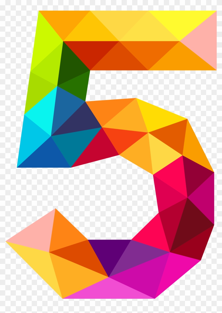 Colourful Triangles Number Five Png Clipart Image - Number Five Png #110464